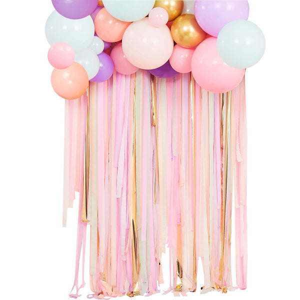 Pastel Streamer And Balloon Party Backdrop