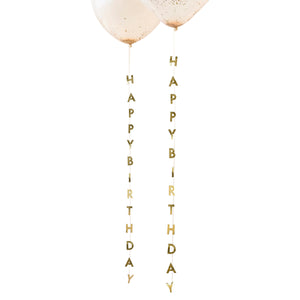 Gold Happy Birthday Balloon Tails