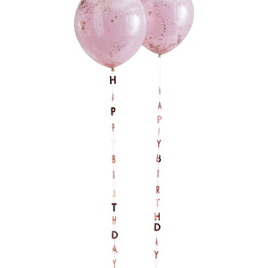 Rose Gold Happy Birthday Balloon Tails