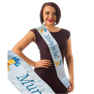 Mum to Be Sash with Embroidered Logo - Blue