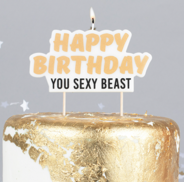 Happy Birthday You Sexy Beast Birthday Cake Candle