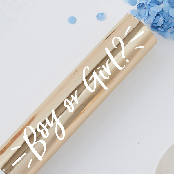 Gender Reveal Confetti Cannon With Blue Boy Confetti