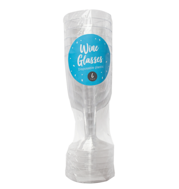 Disposable Plastic Wine Glasses (6 Pack)