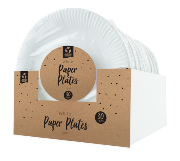 Disposable White Paper Plates 23cm (30 Pack)