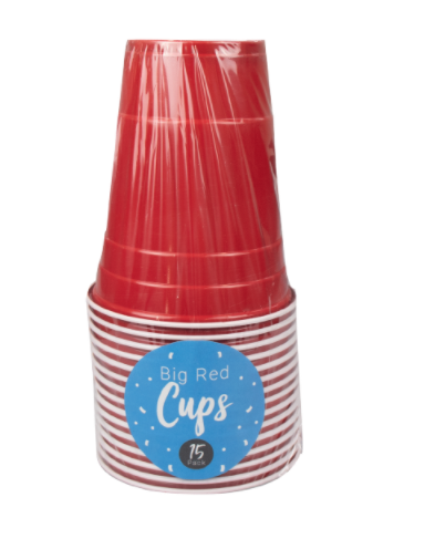 Red Plastic Cups 18oz (15 Pack)