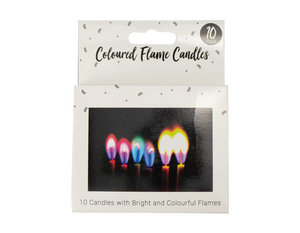 Coloured Flame Candles - (10 Pack)