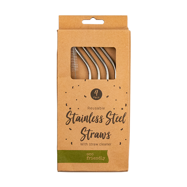 Stainless Steel Straws With Cleaner (4 Pack)
