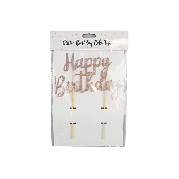 Metallic Glitter Happy Birthday Cake Topper