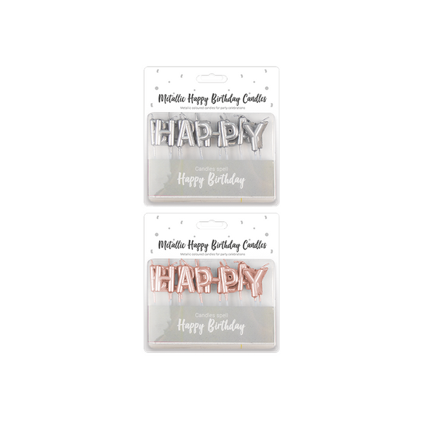 Metallic Happy Birthday Candles