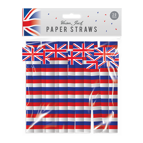 Union Jack Print Paper Straws (20 Pack)