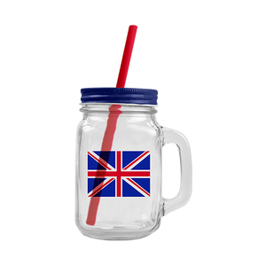 Union Jack Mason Jar with Straw (450ml)