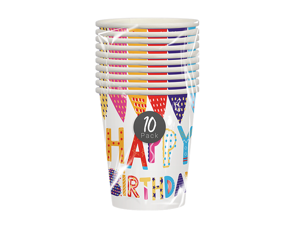 Happy Birthday Paper Cups (10 Pack)