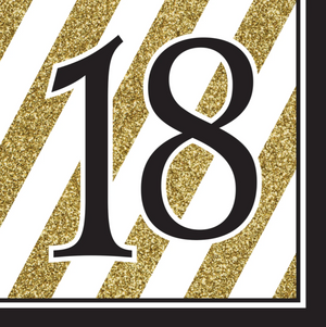 Black and Gold 18 Lunch Napkins 2 ply 33cm (16 Pack)
