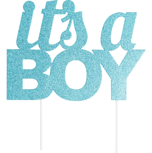 Glitter It's A Boy Cake Topper Blue (18 x 20cm)