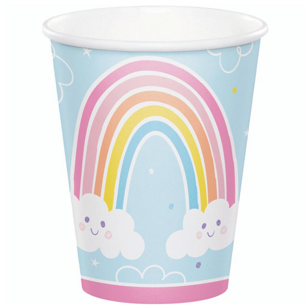 Happy Rainbow Paper Cups 8floz (8 pack)