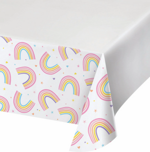 Happy Rainbow Plastic Tablecover Border Print