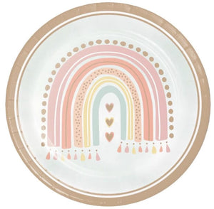 Boho Rainbow Paper Dinner Plates Sturdy Style - ( 8 Pack)