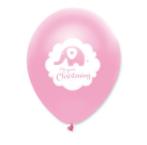 Sweet Baby Elephant Pink Christening Latex Balloons