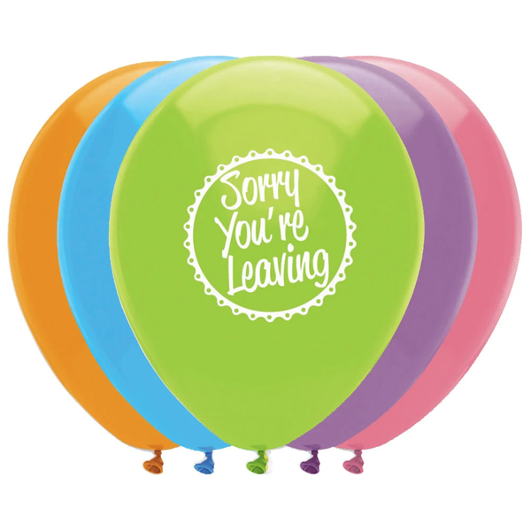 Sorry You're Leaving Latex Balloons 2 Sided Print 12" (6 pack)