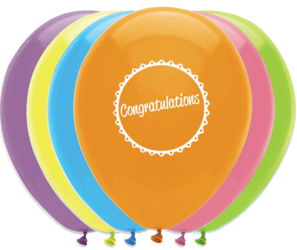 Congratulations Latex Balloons 2 Sided Print - 30cm (12"")