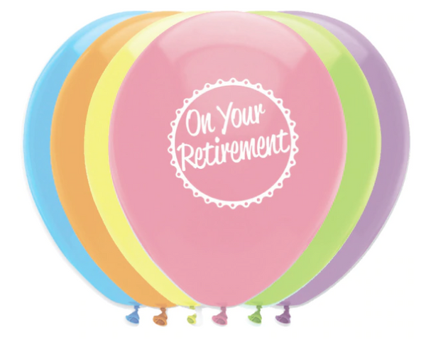 On Your Retirement Latex Balloons 2 Sided Print (6 Pack)