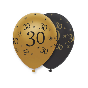 Black and Gold 30 Latex Balloons - Pearlescent (6 Pack)