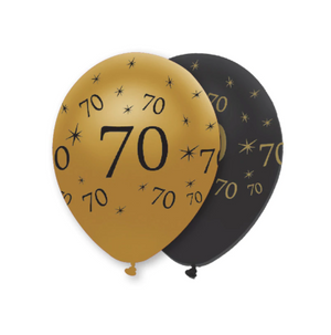 Black and Gold 70 Latex Balloons - Pearlescent (6 Pack)