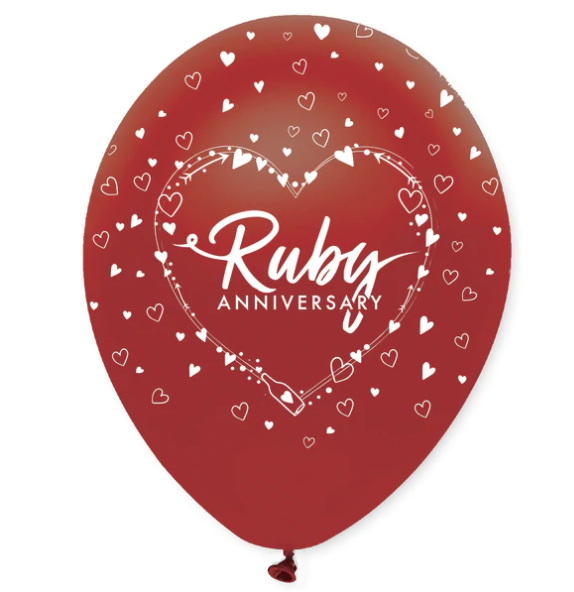 Ruby Anniversary Latex Balloons - 12 Pack - 30cm (12"")