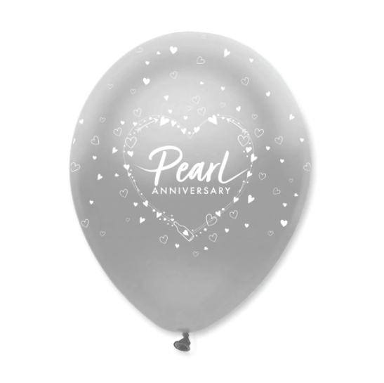Pearl Anniversary Latex Balloons (6 Pack)