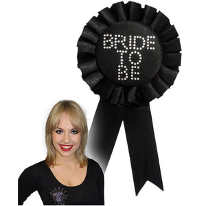 Bride To Be Rosette With Stones - Black