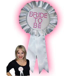 Bride To Be Rosette With Stones - White