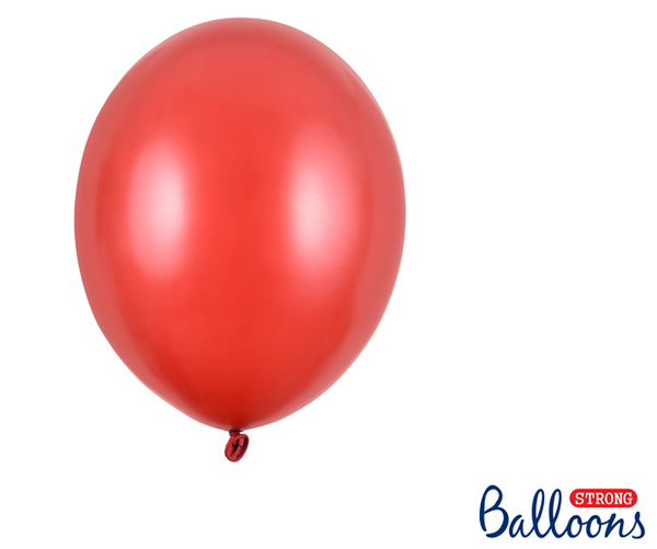 Strong Balloons 23cm - Metallic Poppy Red (100 Pack )