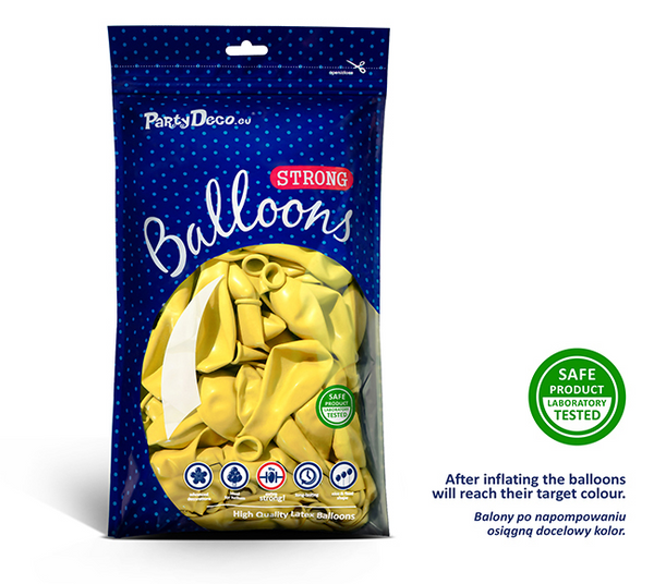 Strong Balloons 23cm - Pastel Lemon Zest (100 Pack)