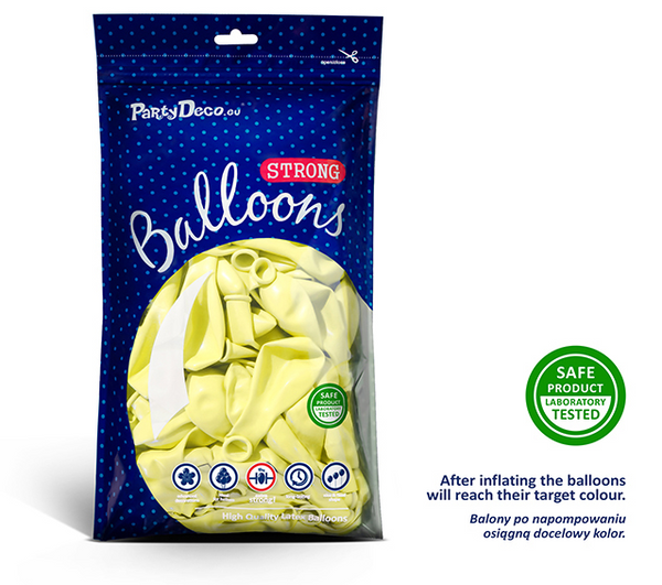 Strong Balloons 23cm - Pastel Light Yellow (100 Pack)