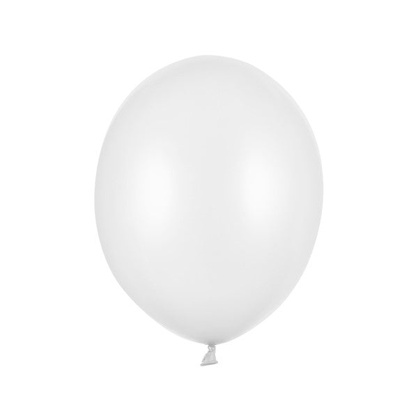 Strong Balloons 27cm Metallic Pure White (100 Pack)