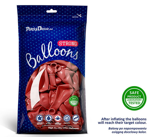 Strong Balloons 30cm - Metallic Poppy Red (100 Pack)