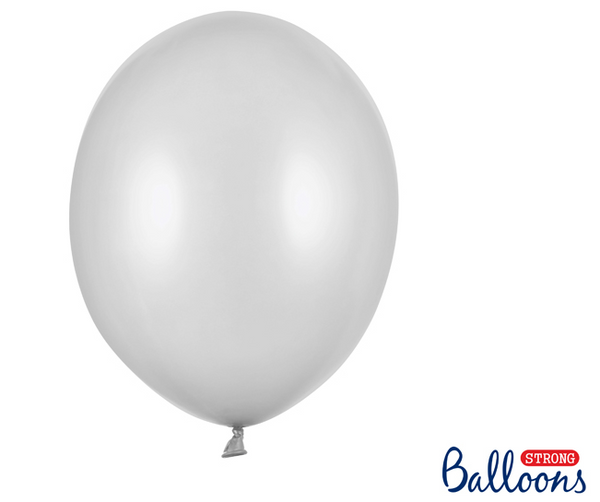 Strong Balloons 30cm - Metallic Silver Snow (100 Pack)