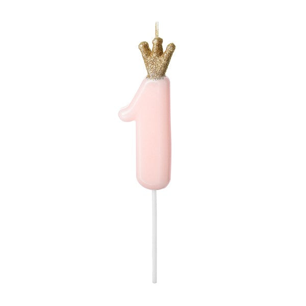 Birthday Candle Number 1 Light Pink (9.5cm)