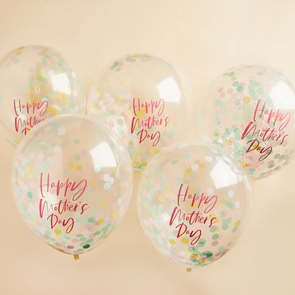 HAPPY MOTHER'S DAY CONFETTI BALLOON (5 PACK)