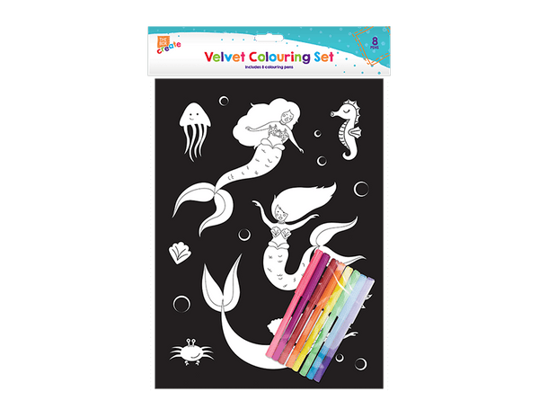 Velvet Art & 8 Felt Tip Pens in 4 Assorted Designs