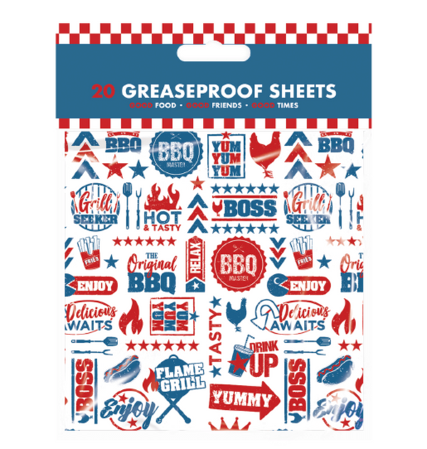 BBQ Greaseproof Sheets (20 Pack)