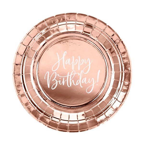Rose Gold Plates Happy Birthday! (18cm)