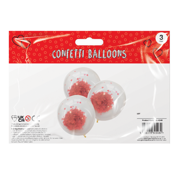 Confetti Heart Balloons (3 Pack)