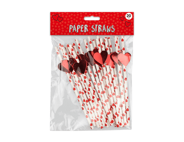Heart Print Paper Straws - (20 Pack)