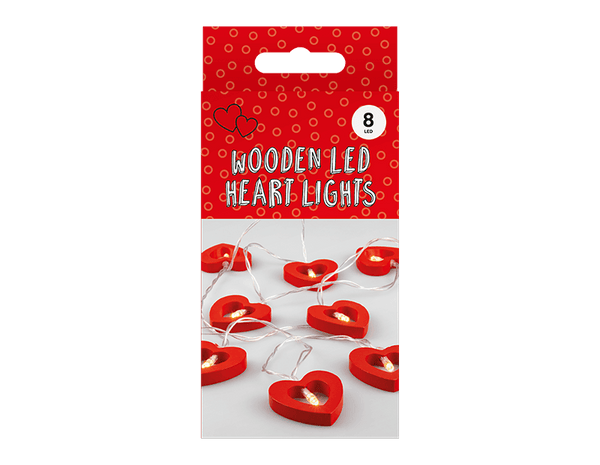 8 LED Wooden Heart Lights