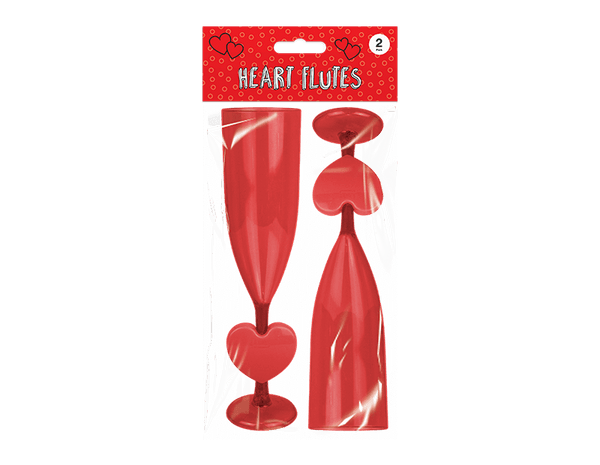 Valentine's Plastic Heart Flutes - (2 Pack)