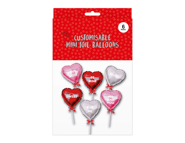 Valentine's Customisable Mini Foil Balloons - (6 Pack)