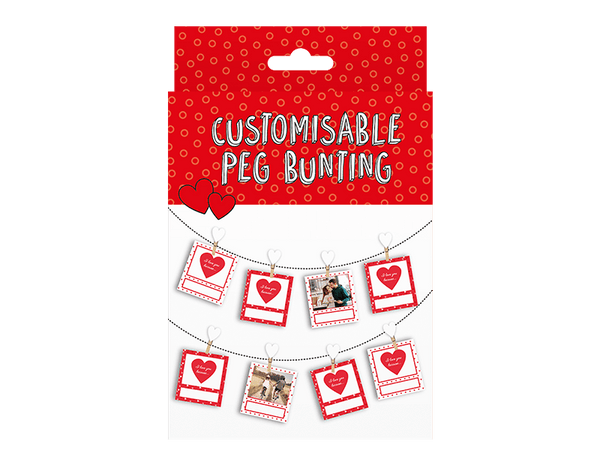 Valentine's Customisable Peg Bunting - (1.5M)