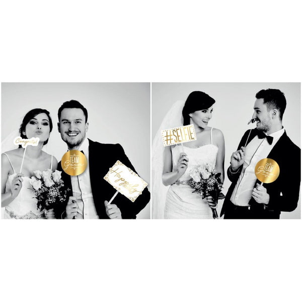 GOLD FOIL PHOTO BOOTH PROPS (10 PACK)