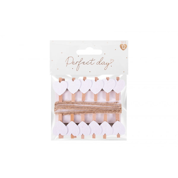 HEART SHAPED WOODEN PEGS (12 PACK)